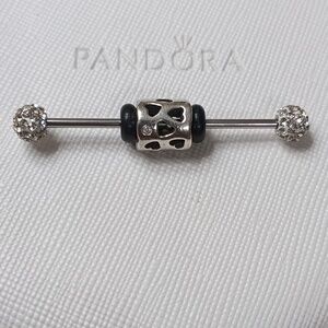PandoraVintage Stirling Silver Clear CZ Tunnel Of Love Single Charm(2 Available)